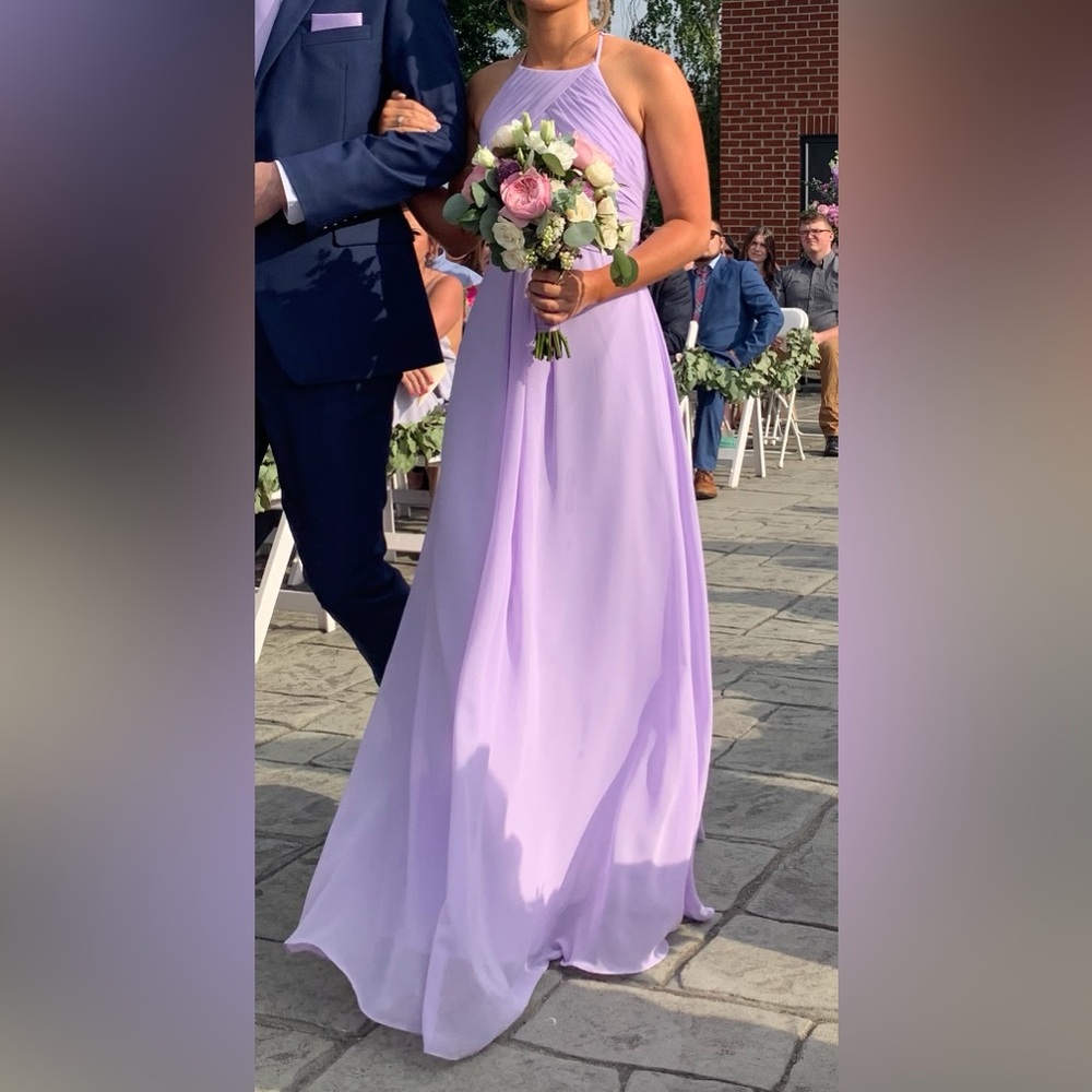 Azazie Lilac A-line Halter Chiffon Dress